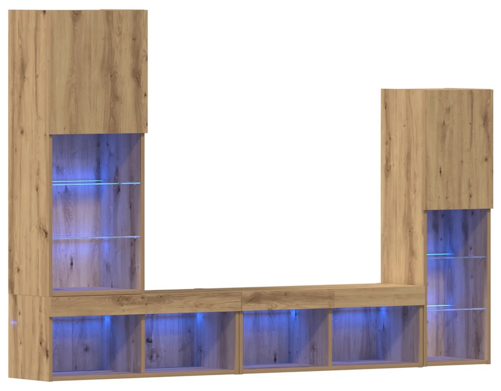 vidaXL Ντουλάπι Τηλεόρασης με LED Φώτα Κομψή Οξυά 40.5x30x102 εκ