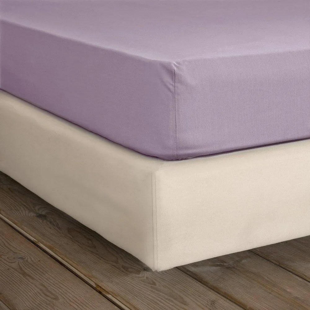 Σεντόνι Unicolors Με Λάστιχο Pale Mauve Nima  Semi-double 120x232cm 100% Βαμβάκι