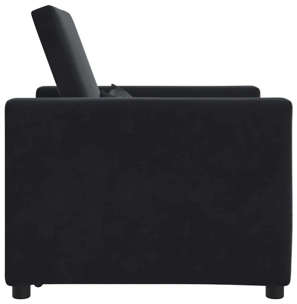 vidaXL Μονός καναπές-κρεβάτι Μαύρο 90 x 165 x 87 εκ. Βελούδο
