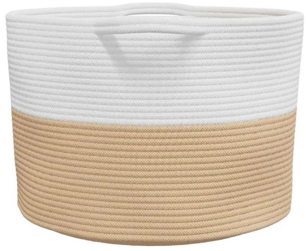 vidaXL Καλάθι Απλύτων Μπεζ και Λευκό Ø55x36 εκ. Βαμβακερό