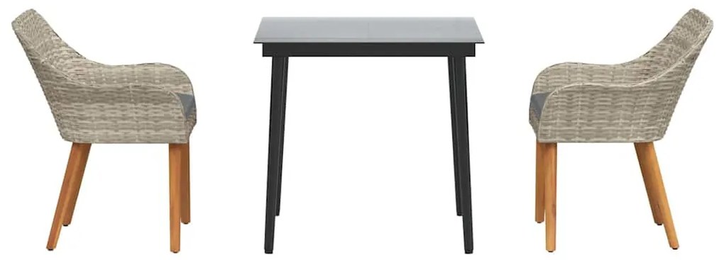 vidaXL Σέτ φαγητού για κήπο 3 pcs Ανοιχτό γκρι συνθετικό ρατάν