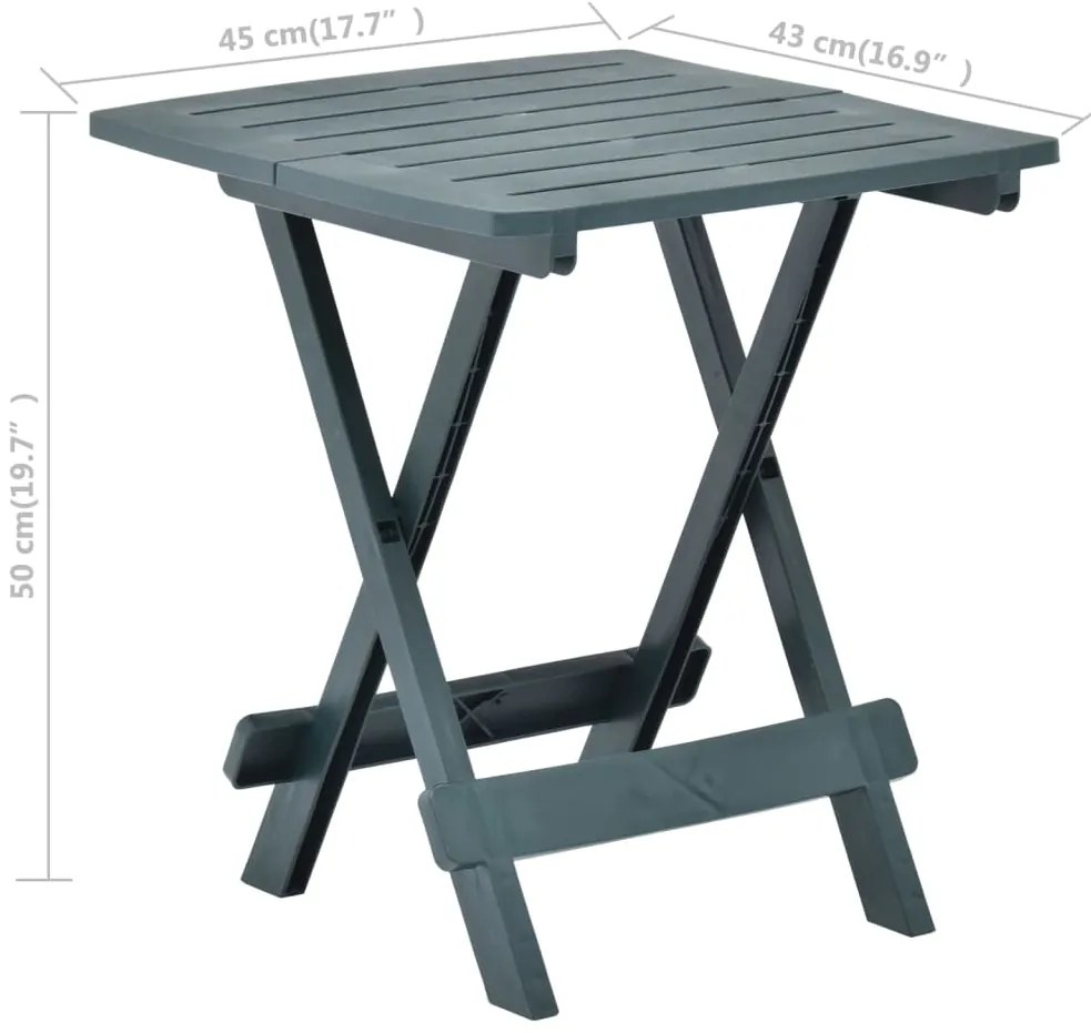 vidaXL Τραπέζι Κήπου Πτυσσόμενο Πράσινο 45 x 43 x 50 εκ. Πλαστικό