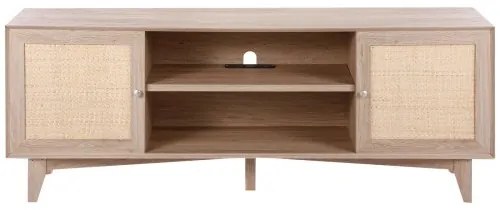 VEVOR Rattan-TV-Ständer 191cm Fernseher Boho-TV-Schrank Fernsehschrank Eiche