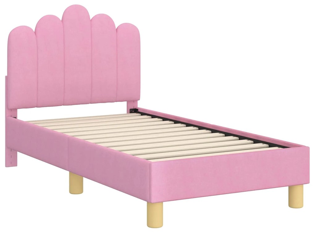 vidaXL Κρεβατική βάση για παιδιά με προσκέφαλο Ροζ 70 x 140 cm ύφασμα