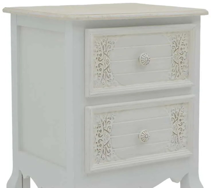 Συρταριέρα Pazlen Inart mdf σε λευκή αντικέ απόχρωση 40x45x65εκ