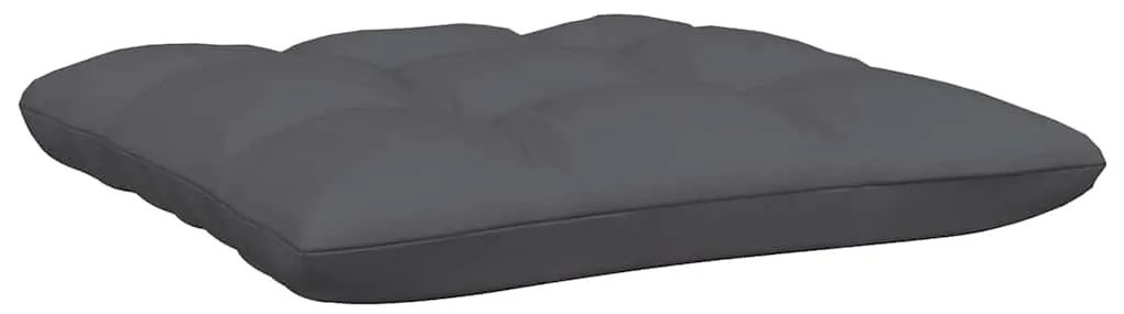 vidaXL Υποπόδιο Κήπου Μαύρο από Μασίφ Ξύλο Πεύκου με Ανθρακί Μαξιλάρι