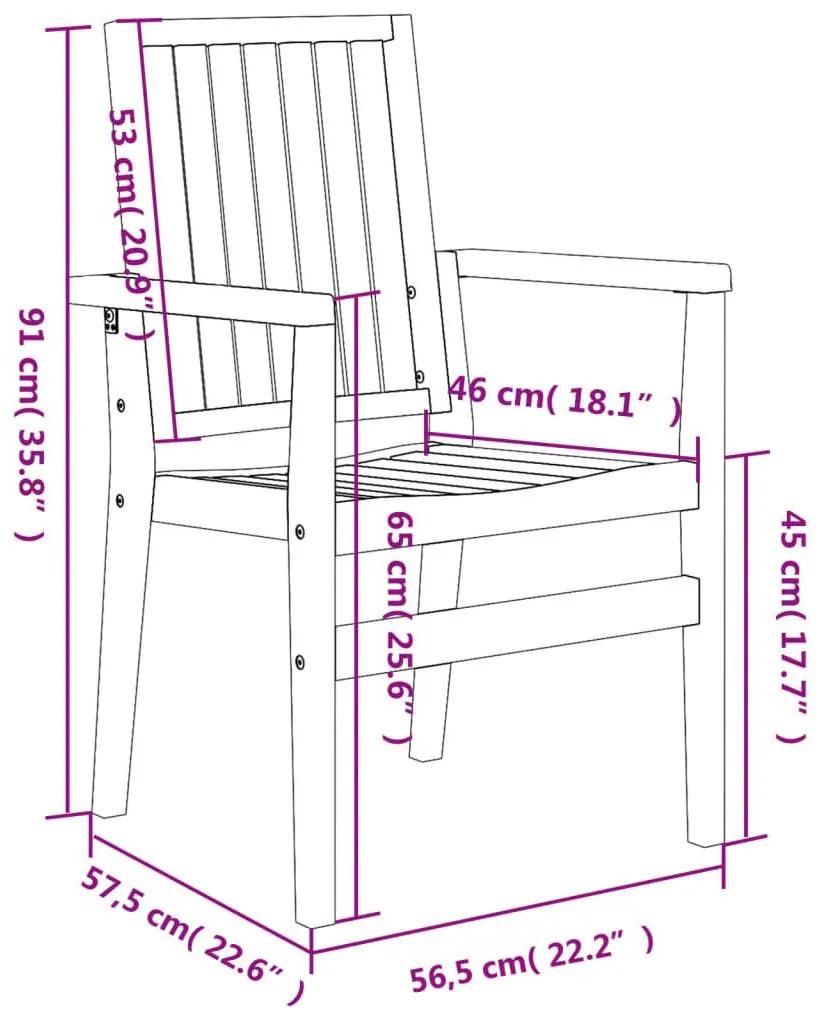 Καρέκλες Κήπου Στοιβαζόμενες 2 τεμ. 56,5x57,5x91 εκ. Μασίφ Teak - Καφέ