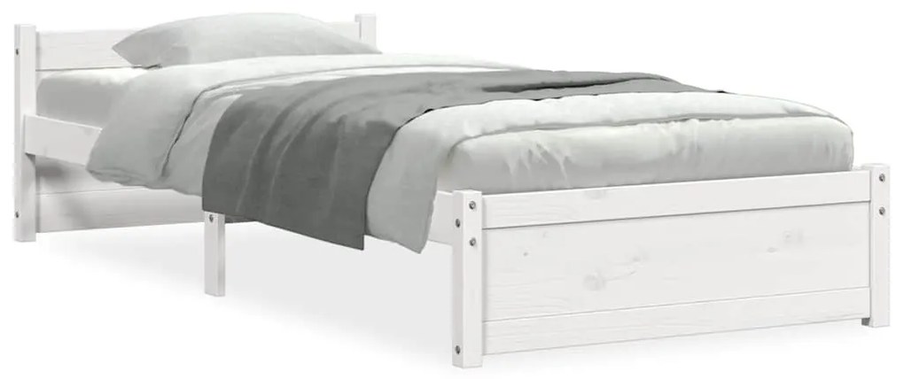 vidaXL Πλαίσιο Κρεβατιού Λευκό 75x190 εκ. Μασίφ Ξύλο Small Single