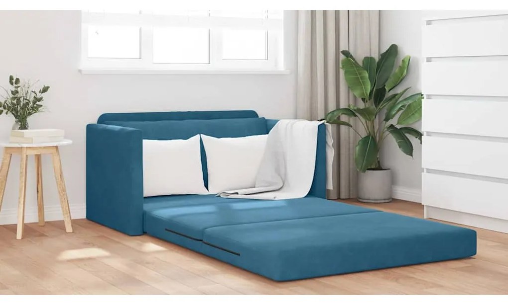 vidaXL Κρεβάτι καναπές Μπλε 124 x 204 x 61 εκ Βελούδο