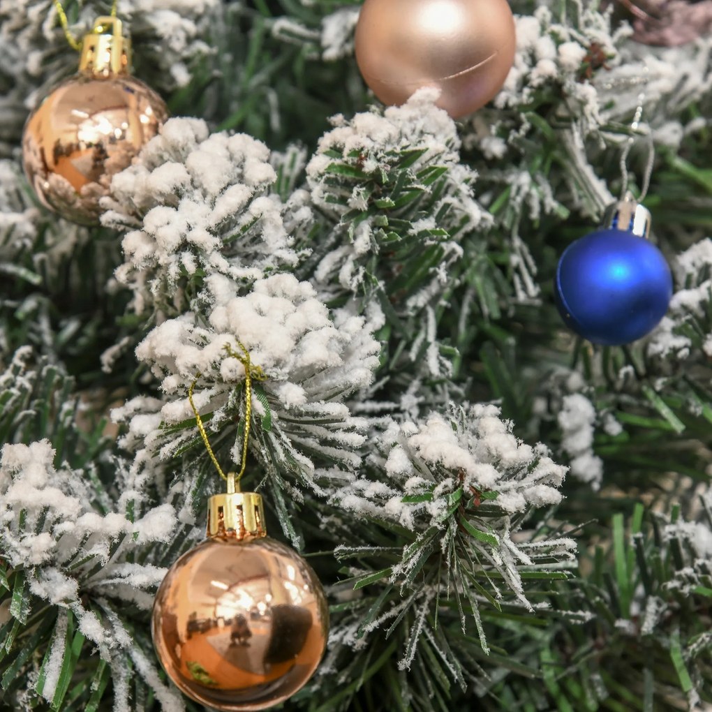 HOMCOM Μίνι Τεχνητό Χριστουγεννιάτικο Δέντρο 60 cm, τεχνητό έλατο με χιόνι, 67 άκρες, βάση τσιμέντου για εσωτερικούς χώρους, γραφείο