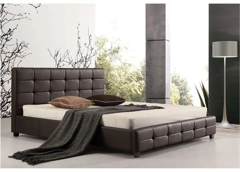 WOODWELL Ε8053,2FIDEL Κρεβάτι Διπλό για Στρώμα 160x200cm, PU Σκούρο Καφέ 168x215x107cm Ε8053,2