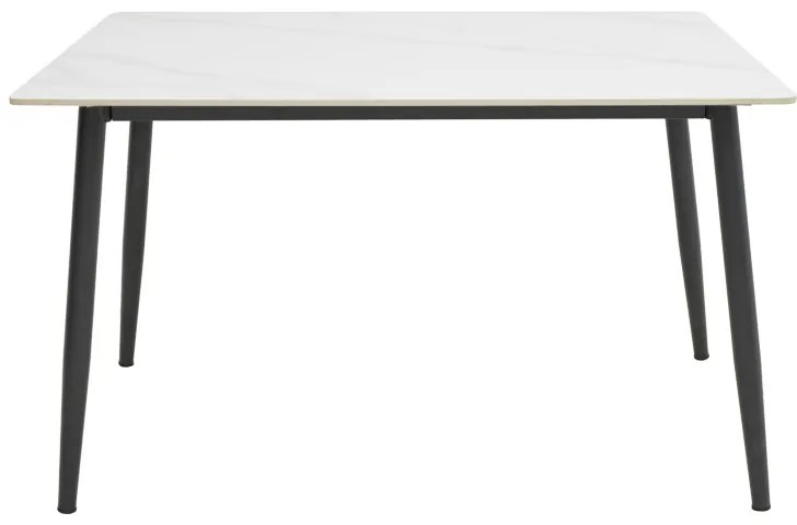 Τραπέζι Gustas pakoworld λευκό μαρμάρου sintered stone-μαύρο μέταλλο 120x80x76εκ