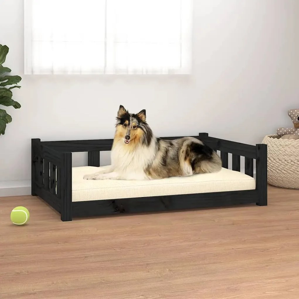 Κρεβάτι Σκύλου Μαύρο 95,5 x 65,5 x 28 εκ. από Μασίφ Ξύλο Πεύκου