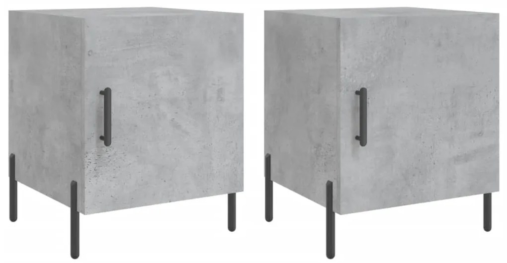 vidaXL Κομοδίνα 2 τεμ. Γκρι Σκυροδέμ. 40 x 40 x 50 από Επεξεργ. Ξύλο