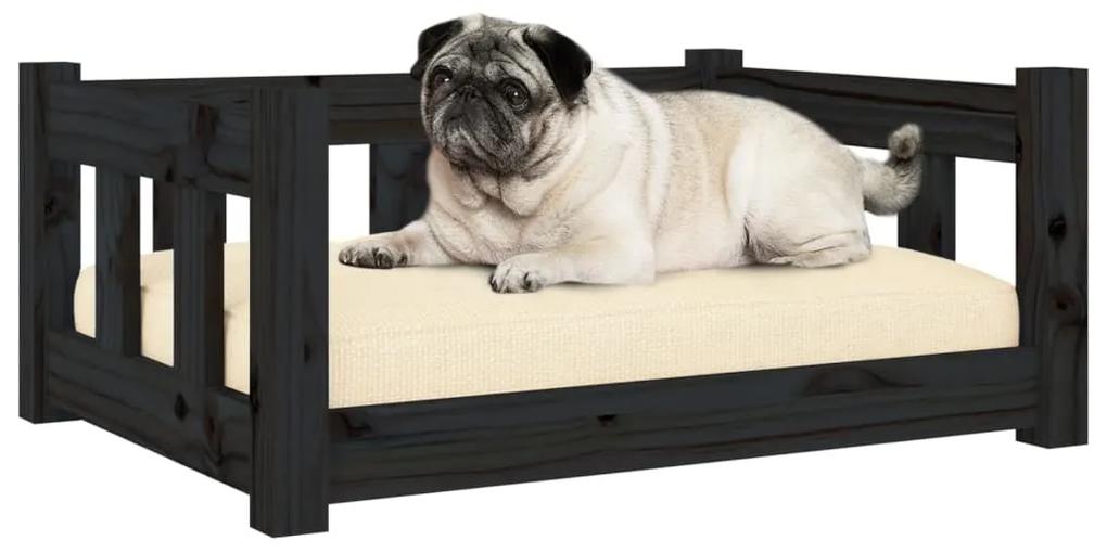 vidaXL Κρεβάτι Σκύλου Μαύρο 65,5 x 50,5 x 28 εκ. από Μασίφ Ξύλο Πεύκου