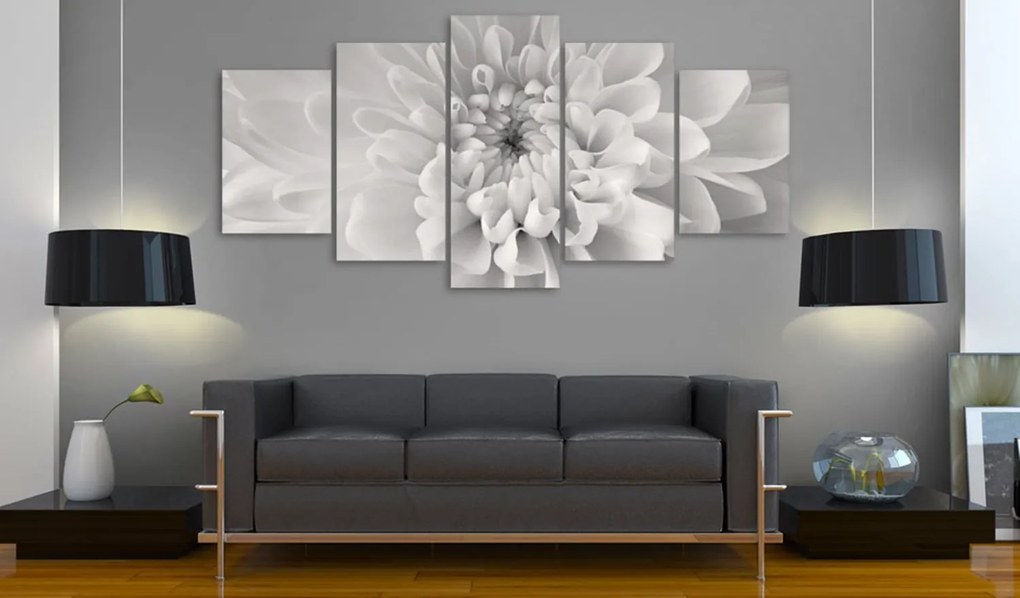 Πίνακας - Dahlia flower in grey shades 100x50