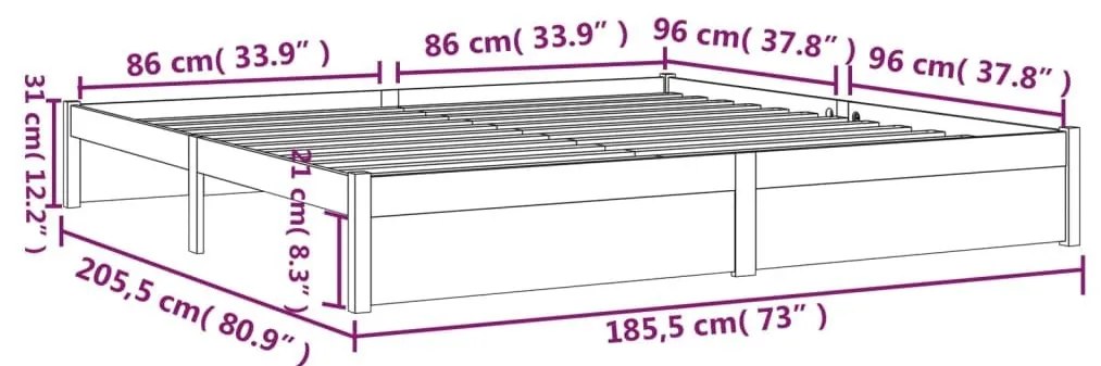 Πλαίσιο Κρεβατιού Λευκό 180 x 200 εκ. Μασίφ Ξύλο Super King - Λευκό