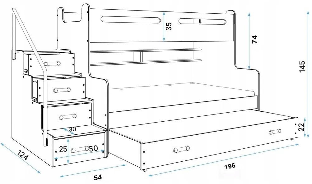 Κουκέτα Max Plus  Blue  120×200cm (Δώρο τα Στρώματα)