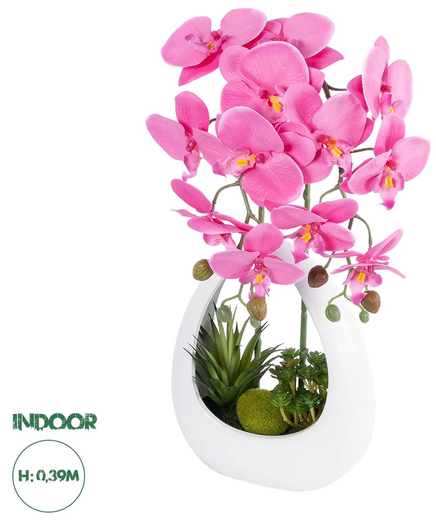 Artificial Garden HOT PINK ORCHID 21127 Διακοσμητικό Φυτό Έντονο Ροζ Ορχιδέα Υ39cm