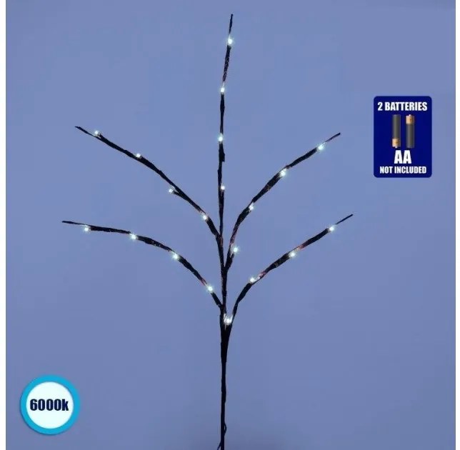 Διακοσμητικό Φωτιζόμενο Εύκαμπτο Κλαδί 20 LED 3W 300lm Μπαταρίας 6000K Φ62.5 x Υ70cm Globostar-79800-Μαύρο 79800