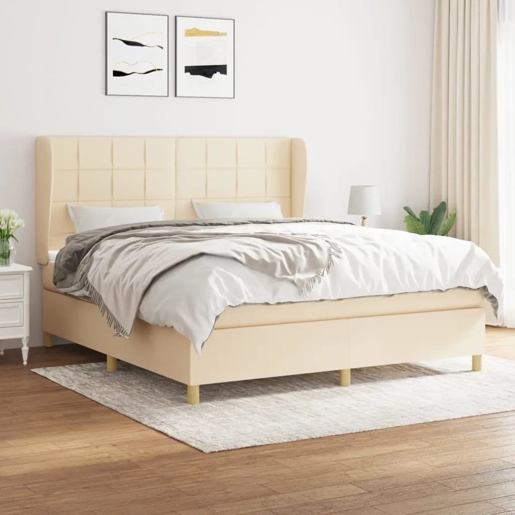 ΚΡΕΒΑΤΙ BOXSPRING ΜΕ ΣΤΡΩΜΑ ΚΡΕΜ 180X200 ΕΚ. ΥΦΑΣΜΑΤΙΝΟ 3128546