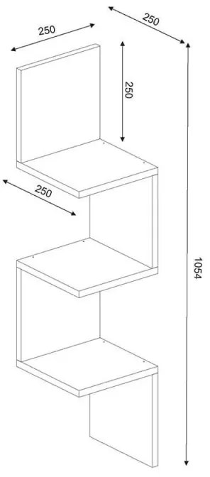 Γωνιακή επιτοίχια ραφιέρα Furny Home 756FRN1616, 105,4x25 cm, Μοριοσανίδα, 3 ράφια, Λευκό