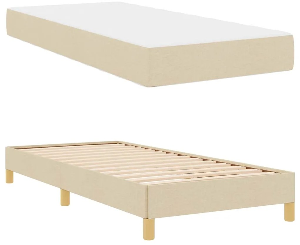 vidaXL Κρεβάτι με ελατήρια Κρέμα, Καφέ 90 x 190 cm