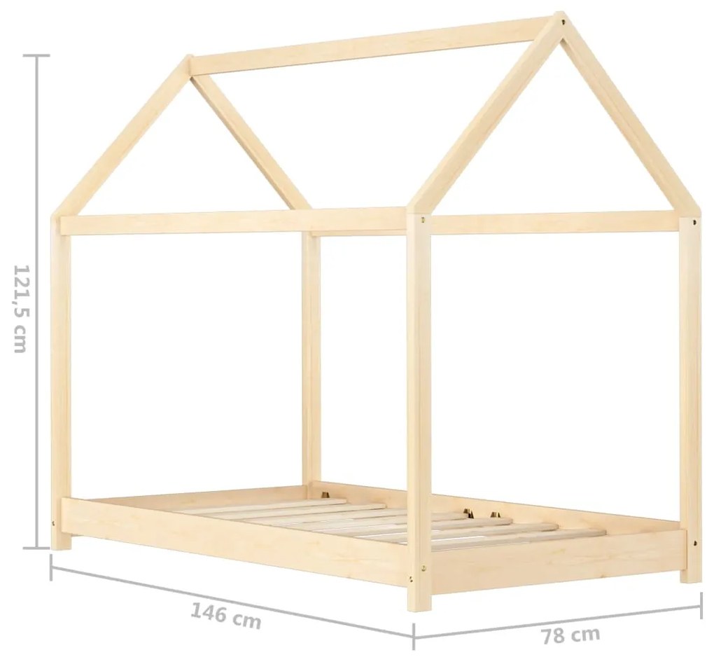 Πλαίσιο Κρεβατιού Παιδικό Τύπου Montessori 70 x 140 εκ. Μασίφ Ξύλο Πεύκου - Καφέ