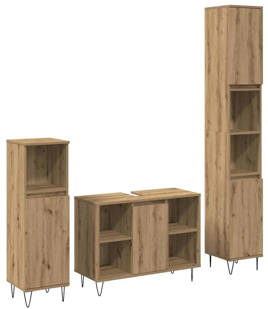 vidaXL Σετ Επίπλων Μπάνιου 3 pcs Artisan Oak Επεξεργασμένο ξύλο