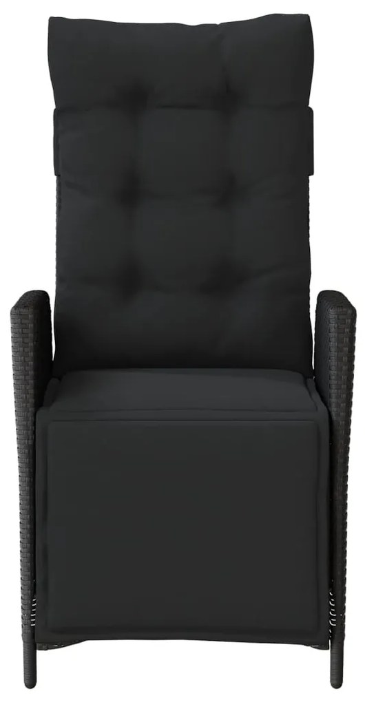 vidaXL Καρέκλες Κήπου Ανακλινόμενες 2 τεμ Μαύρο Συνθ. Ρατάν &amp; Υποπόδιο