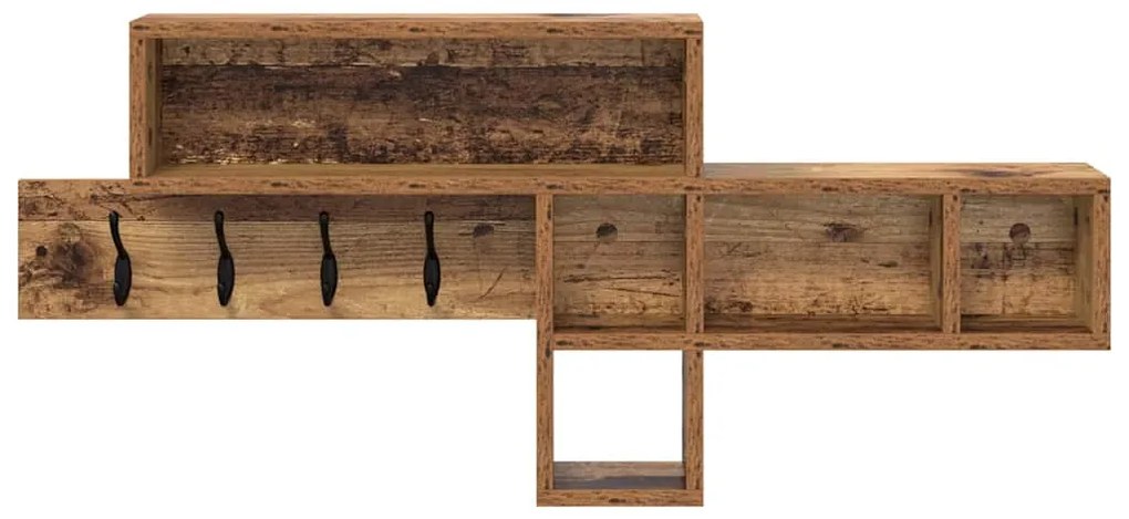 vidaXL Τοίχου Κρεμάστρα με ράφι Παλαιό ξύλο 100 x 12 x 43.5 εκ