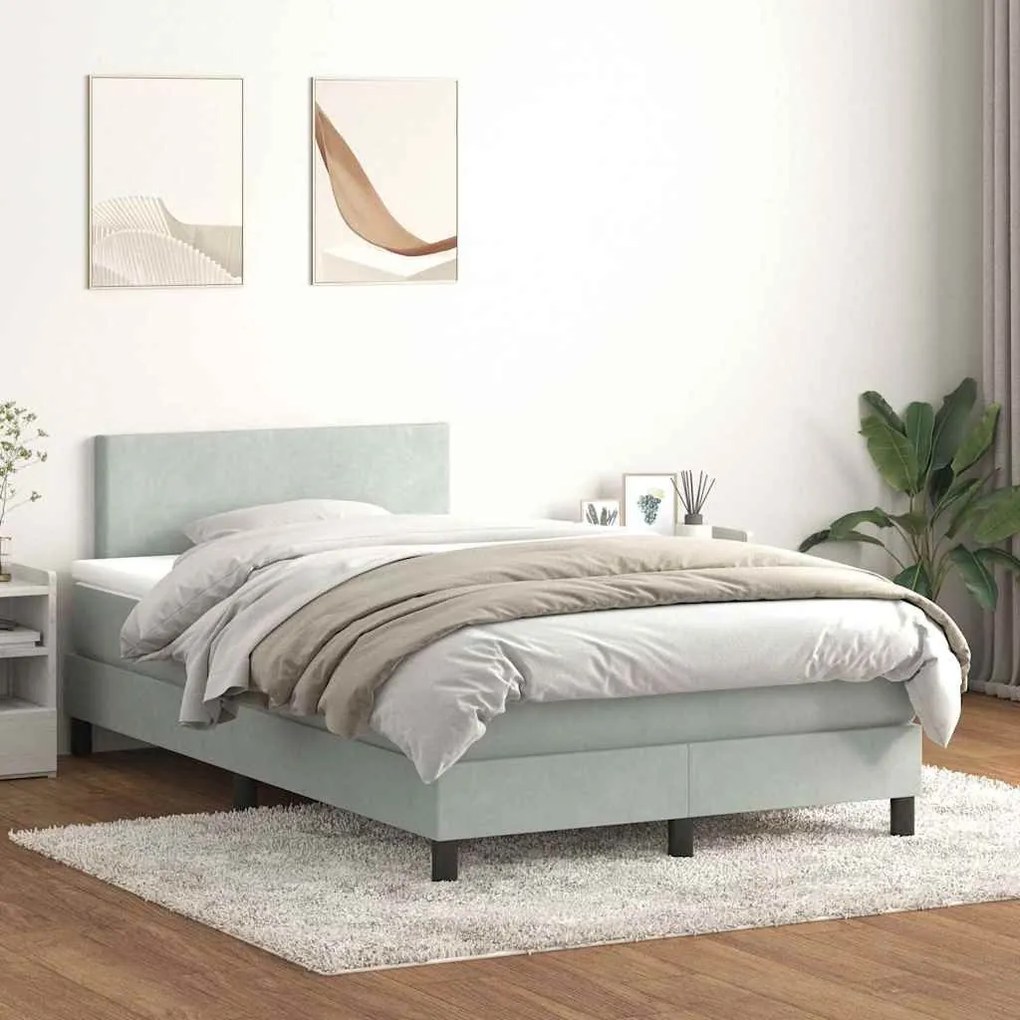 ΚΡΕΒΑΤΙ BOXSPRING ΜΕ ΣΤΡΩΜΑ ΑΝΟΙΧΤΟ ΓΚΡΙ 120X210 ΕΚ. ΒΕΛΟΥΔΙΝΟ 3316683