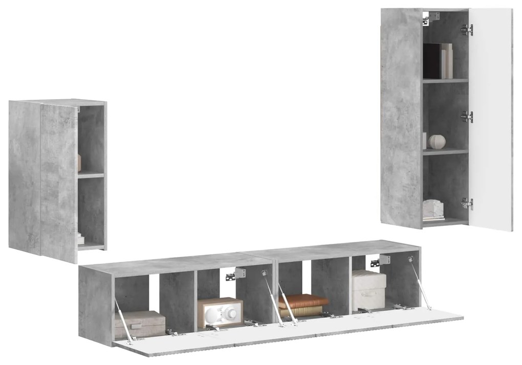 vidaXL Σετ επίπλου τηλεόρασης 3 pcs Σκυρόδεμα Γκρι Επεξεργασμένο ξύλο