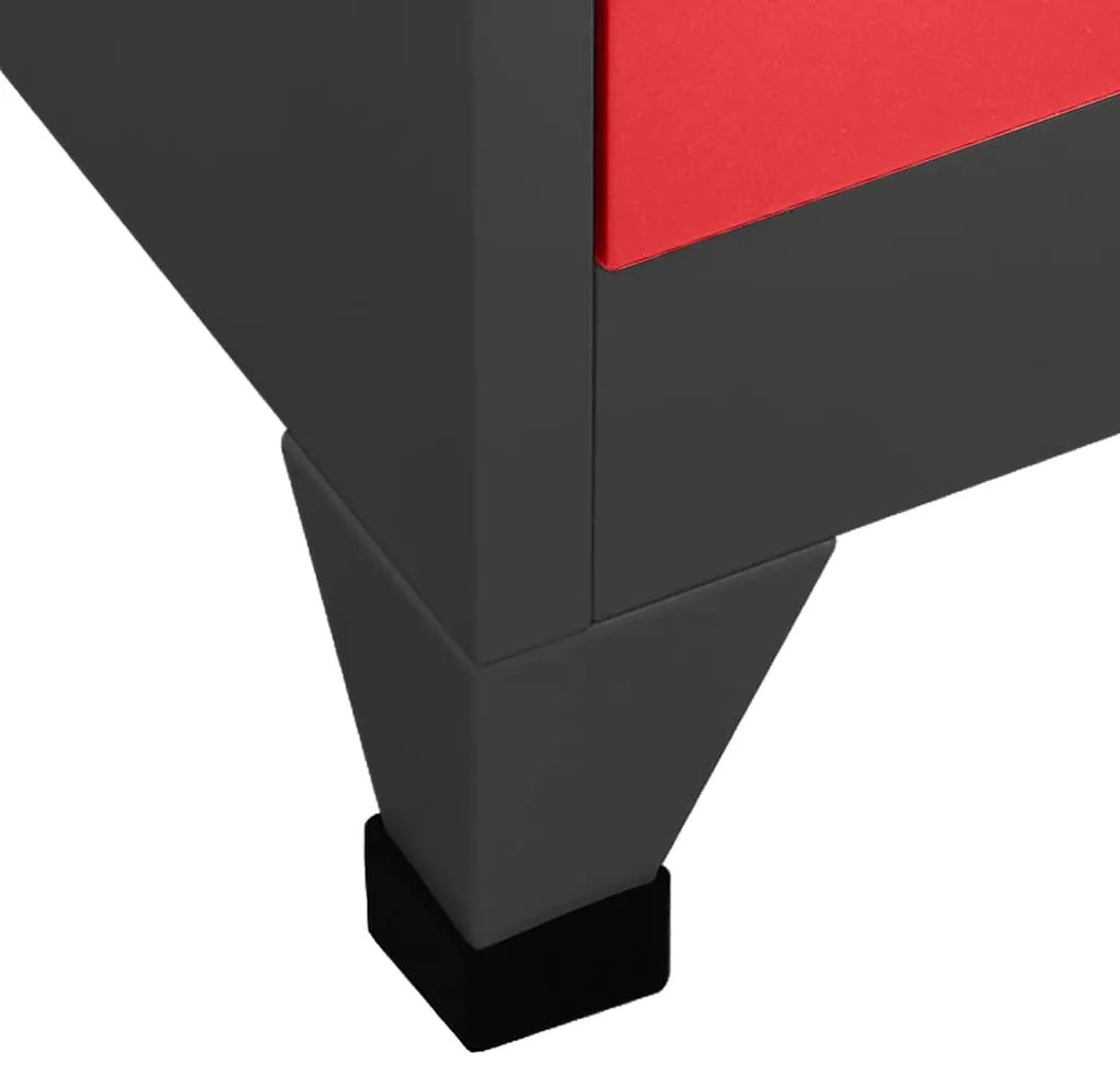 vidaXL Φοριαμός Ανθρακί / Κόκκινο 90 x 45 x 180 εκ. Ατσάλινος