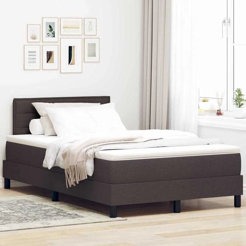 vidaXL Κρεβάτι box spring με στρώμα Σκούρο Καφέ 120 x 200 cm ύφασμα