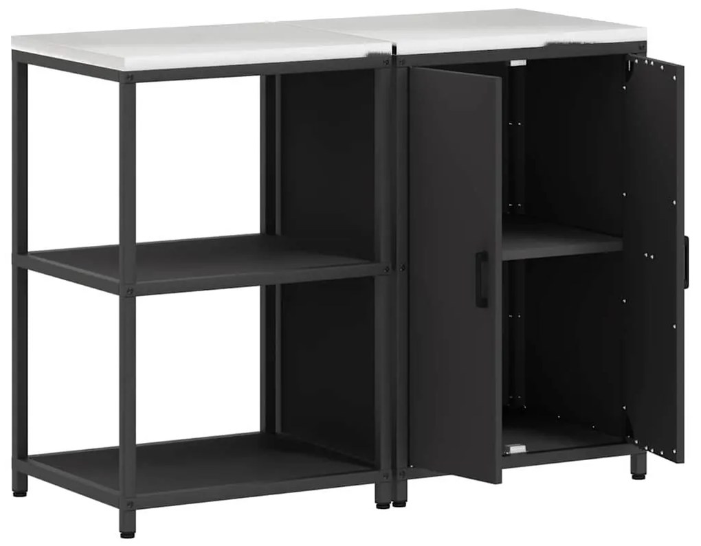 vidaXL Σετ Αποθήκευσης Κουζίνας 2 pcs Μαύρο Ψυχρής έλασης χάλυβας