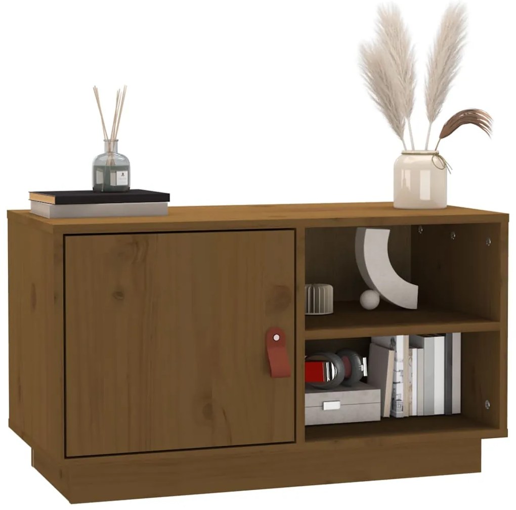 vidaXL Έπιπλο Τηλεόρασης Καφέ Μελί 70x34x40εκ από Μασίφ Ξύλο Πεύκου