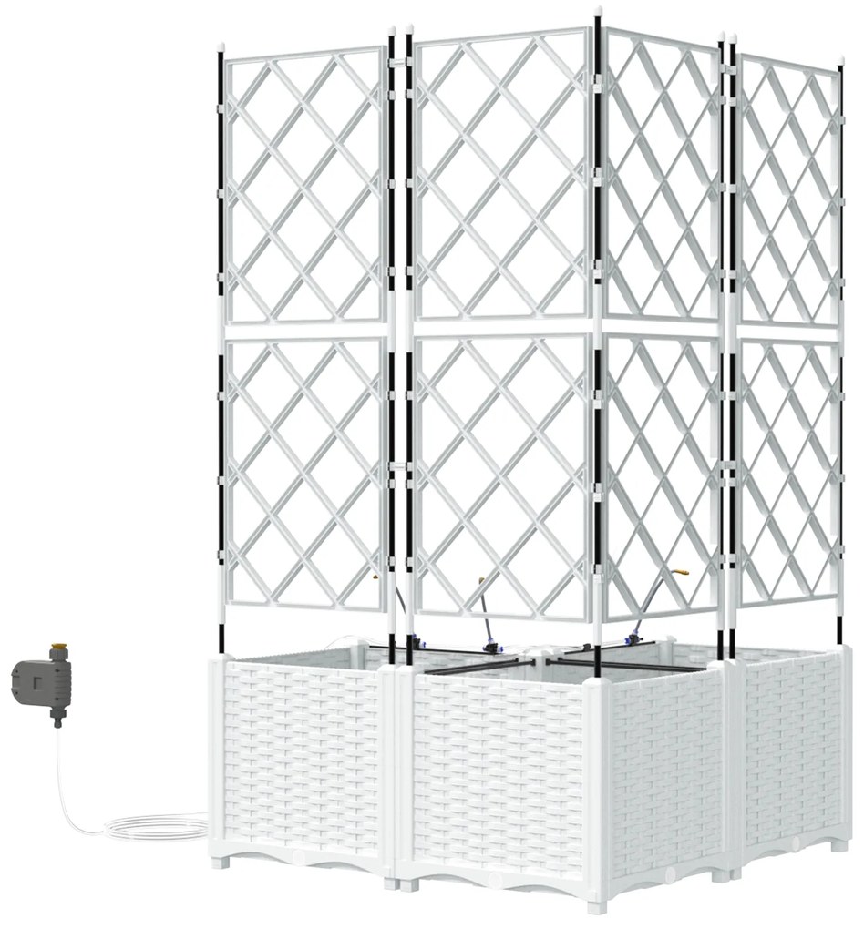 vidaXL Γλάστρες Κήπου 1 τεμ Καφασωτό Λευκό 80 x 80 x 142 cm Πλαστικό