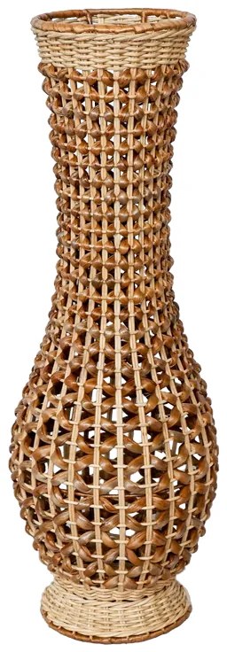 Βάζο Gucre Inart ξύλο-rattan pe σε φυσική απόχρωση Φ25x70εκ