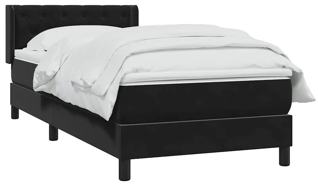 vidaXL Κρεβάτι Boxspring με Στρώμα Μαύρο 80x220 εκ. Βελούδινο