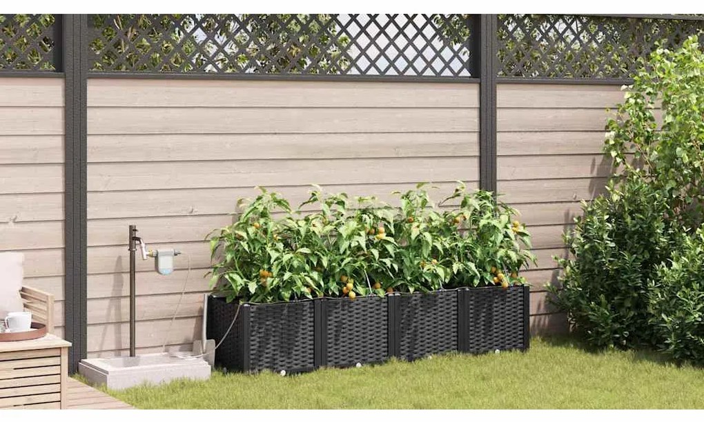 vidaXL Ζαρντινιέρες κήπου Μαύρο 160 x 40 x 37.5 cm Ατσάλι