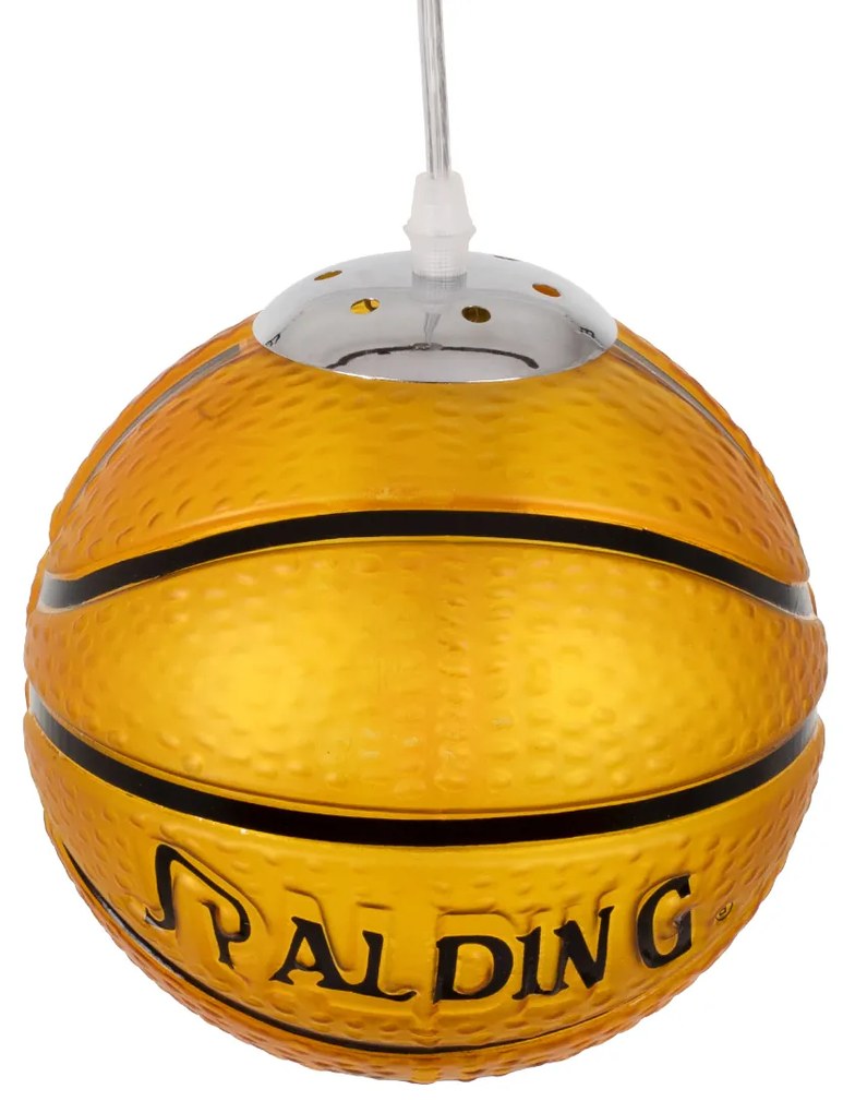 GloboStar SPALDING NBA 00645 Μοντέρνο Κρεμαστό Παιδικό Φωτιστικό Οροφής Μονόφωτο 1 x E27 Πορτοκαλί Γυάλινο Φ18 x Υ18cm