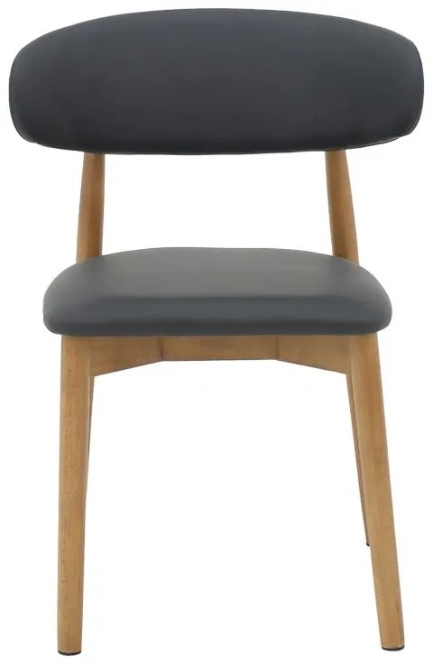 Καρέκλα Ubene rubberwood και pu σε καρυδί και μαύρο απόχρωση 46x58x79εκ 2αδα 46x58x79 εκ.