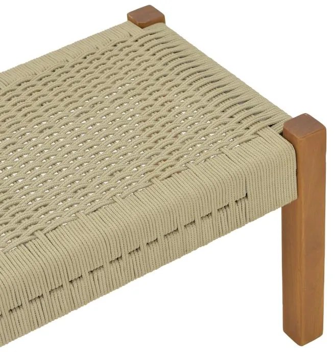 Παγκάκι Uma απο Ξύλο Teak με PE Σχοινί σε Φυσικό 150x45x40εκ. 150x45x40 εκ.