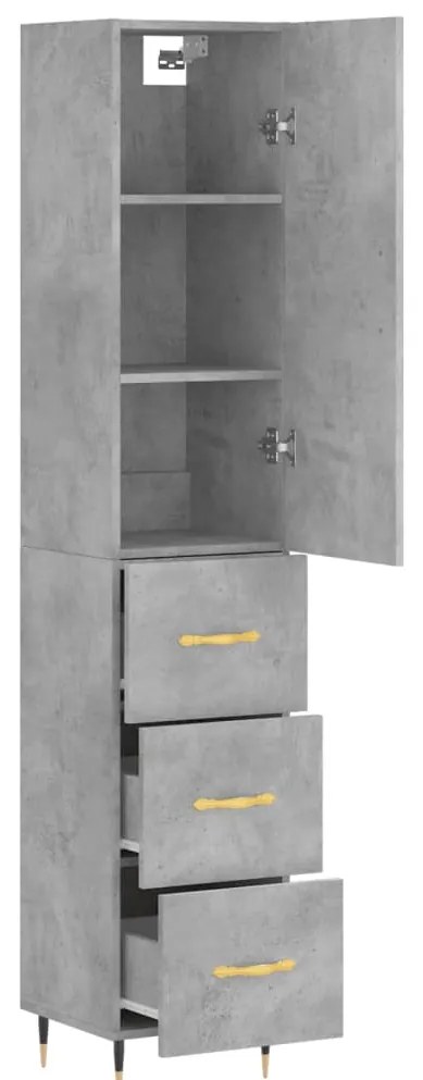 vidaXL Ντουλάπι Γκρι Σκυροδέματος 34,5x34x180 εκ. Επεξεργασμένο Ξύλο