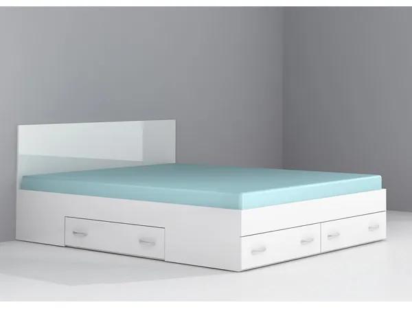 Κρεβάτι Διπλό με συρτάρια + στρώμα, Jacopo, άσπρο γυαλιστερό, 160x200cm - GRA107