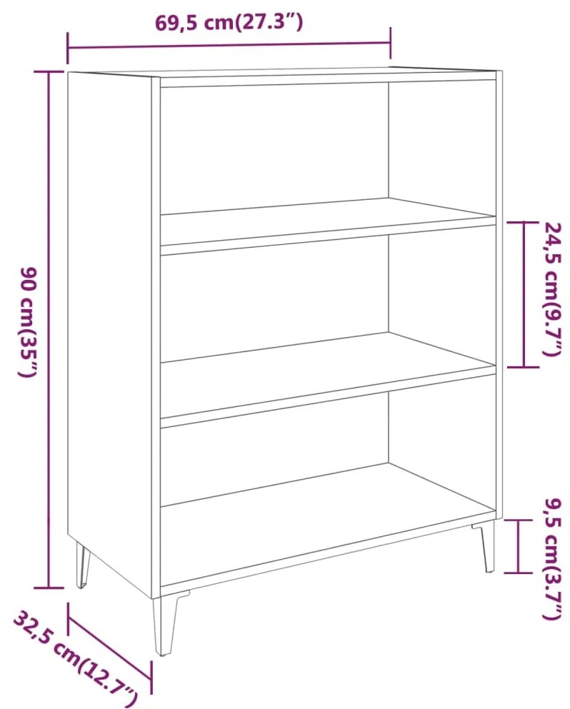 vidaXL Ντουλάπι Γκρι sonoma 69,5 x 32,5 x 90εκ. από Επεξεργασμένο Ξύλο