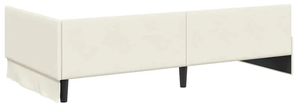 vidaXL Κρεβάτι Γωνίας Κρεμ 80 x 200 cm Βελούδο και Εργοστασιακό ξύλο