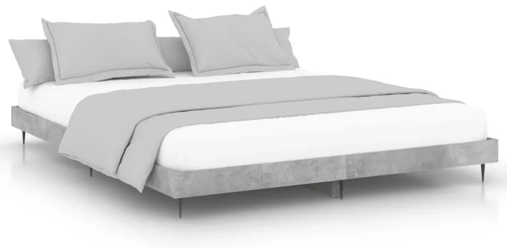 vidaXL Πλαίσιο Κρεβατιού Γκρι Σκυροδέματος 140x200 εκ. Επεξεργ. Ξύλο
