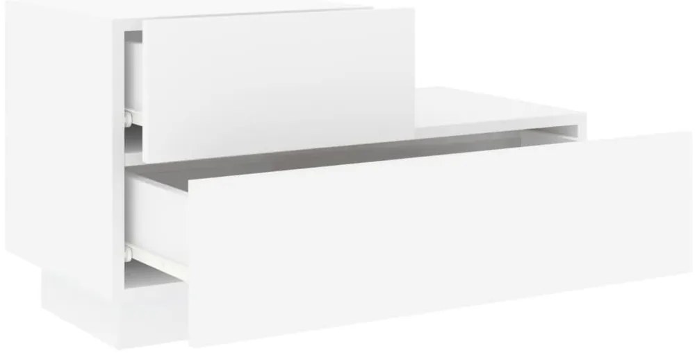 vidaXL Κομοδίνο με Φώτα LED Λευκό 70 x 36 x 40,5 εκ.